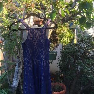 Blue Lace Mini Dress - low back !